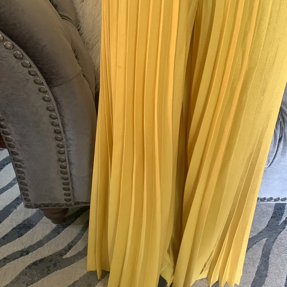 Gold sleeveless pleated leg jumpsuit